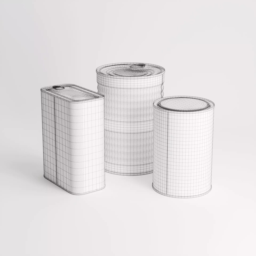 Tin Can Set 02 3D Model – Low Poly PBR Textures, FBX & OBJ Formats