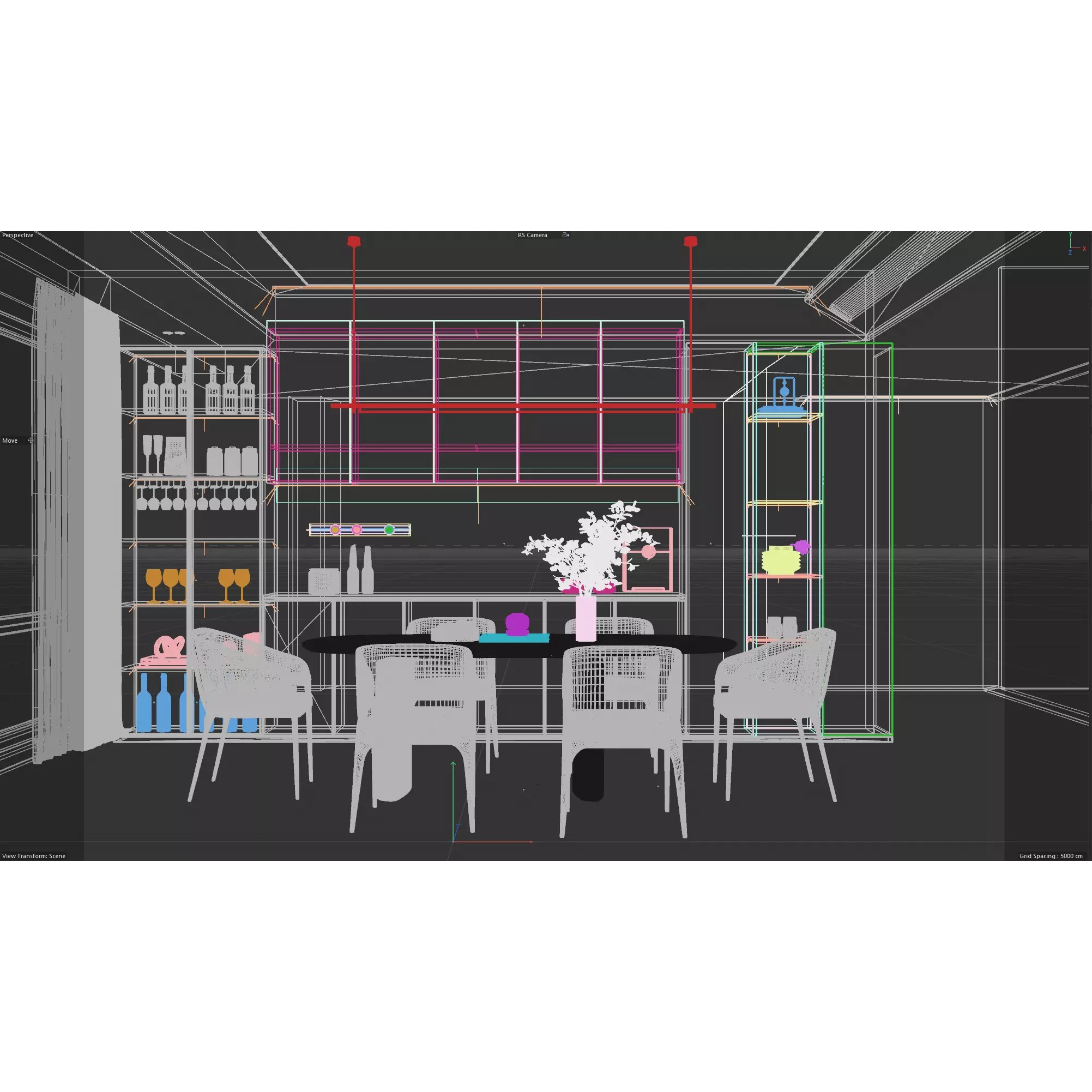 Modern Kitchen and Dining Area Interior Scene 3D Model