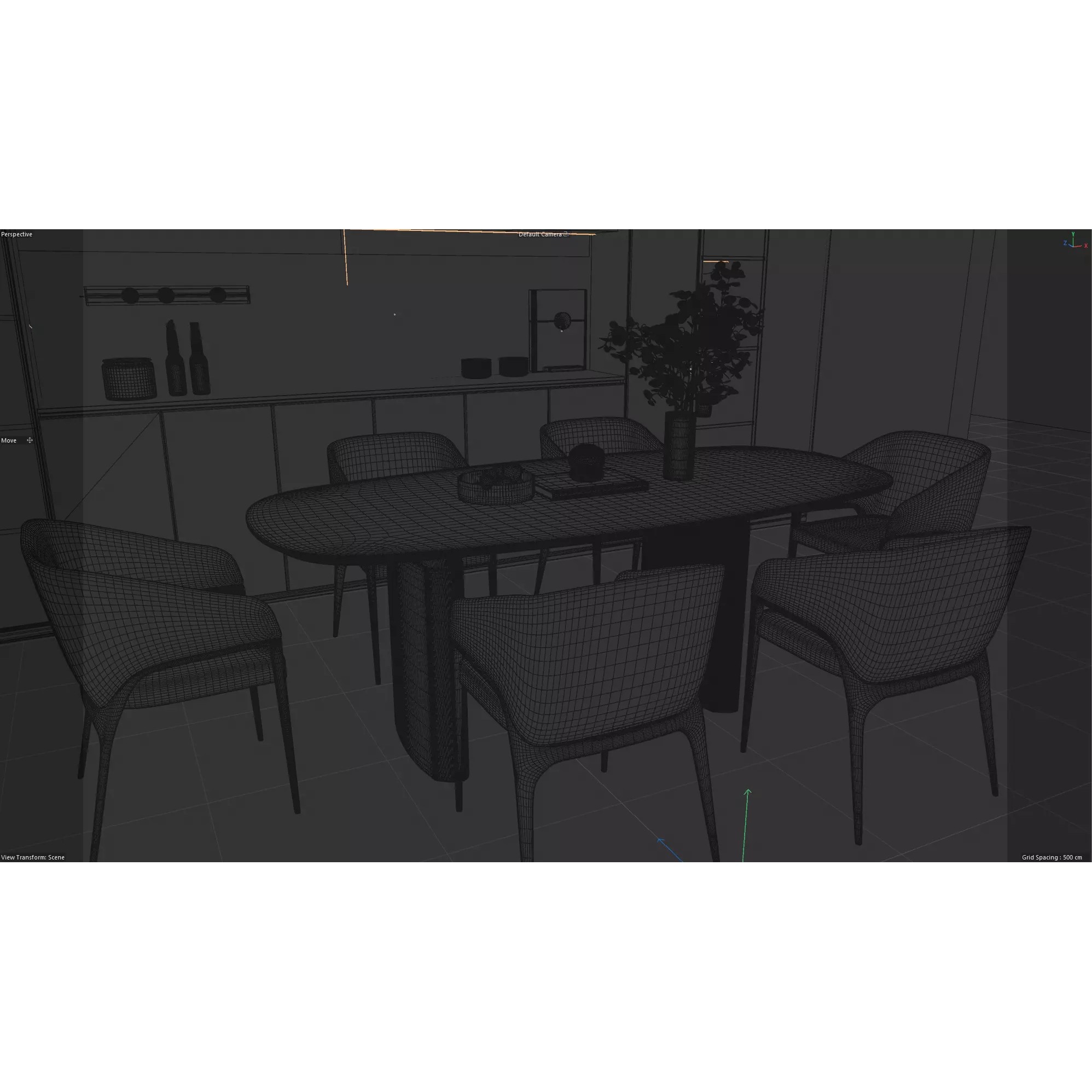 Modern Kitchen and Dining Area Interior Scene 3D Model - View 10