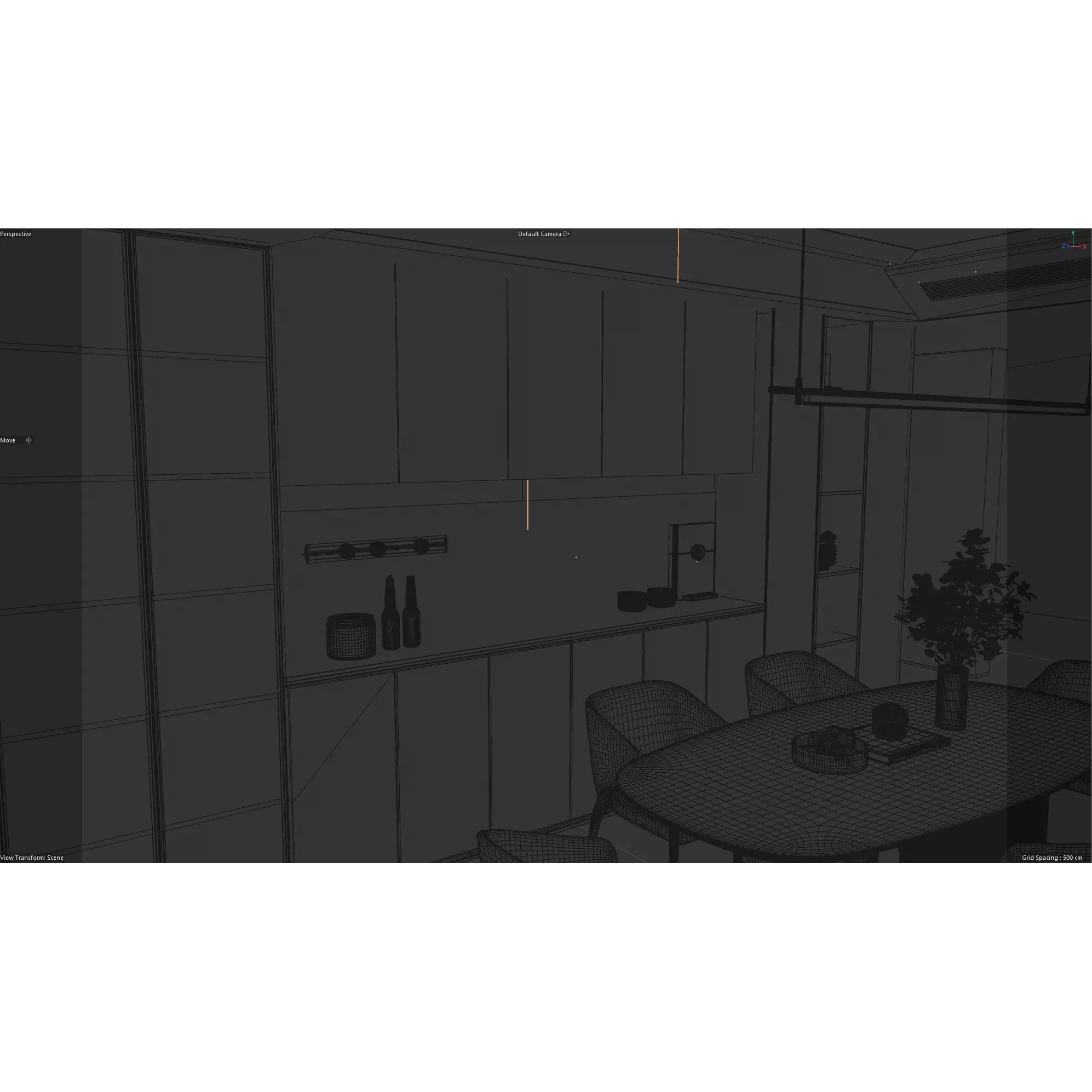 Modern Kitchen and Dining Area Interior Scene 3D Model - View 12