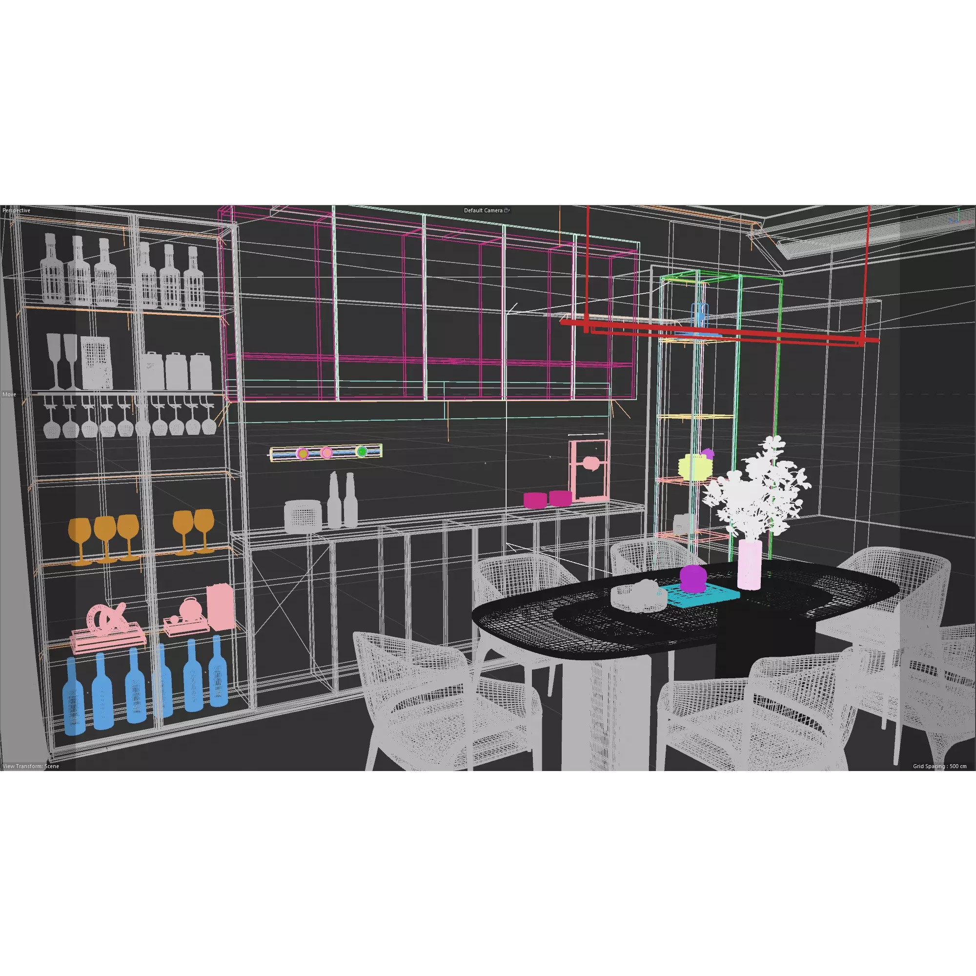 Modern Kitchen and Dining Area Interior Scene 3D Model - View 13