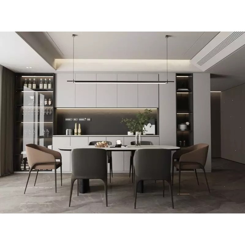Modern Kitchen and Dining Area Interior Scene 3D Model - View 2