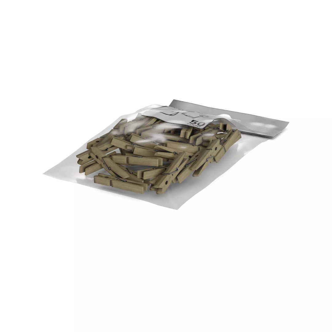 Clothespins 3D Model – Realistic Household Essentials, FBX - View 2