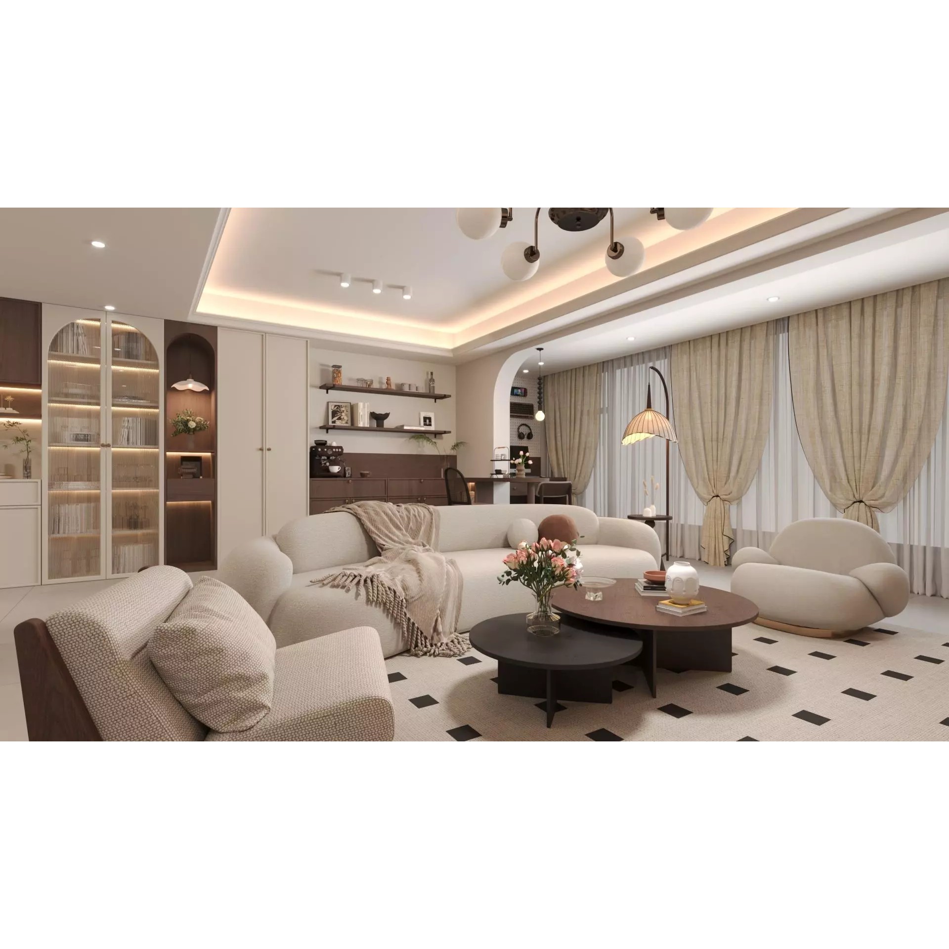 Contemporary Living Room - Game-Ready 3D Model - View 7