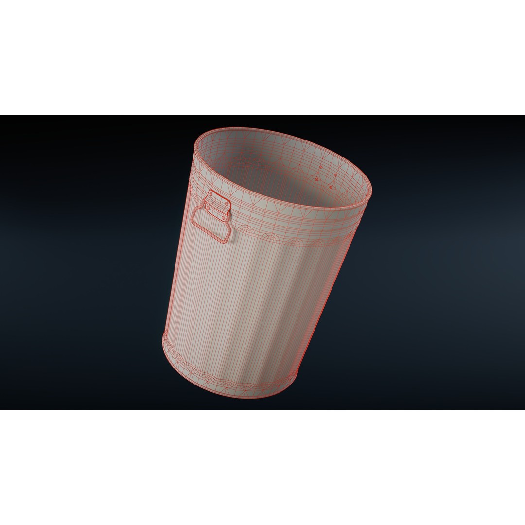 Galvanized Trash Can 3D Model – Low Poly Game Asset, FBX