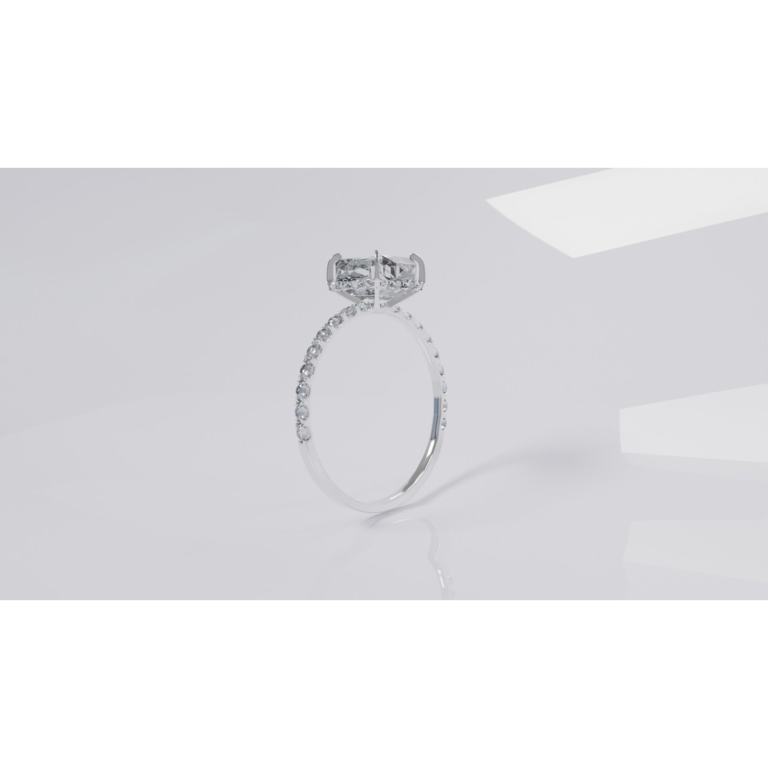 Platinum Ring 3D Model – Elegant Design with Square Diamond, Game Ready - View 10