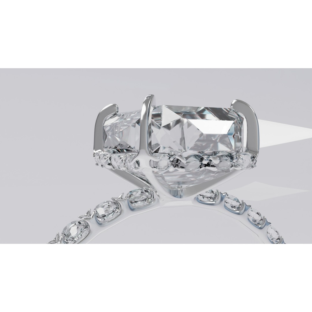 Platinum Ring 3D Model – Elegant Design with Square Diamond, Game Ready - View 11