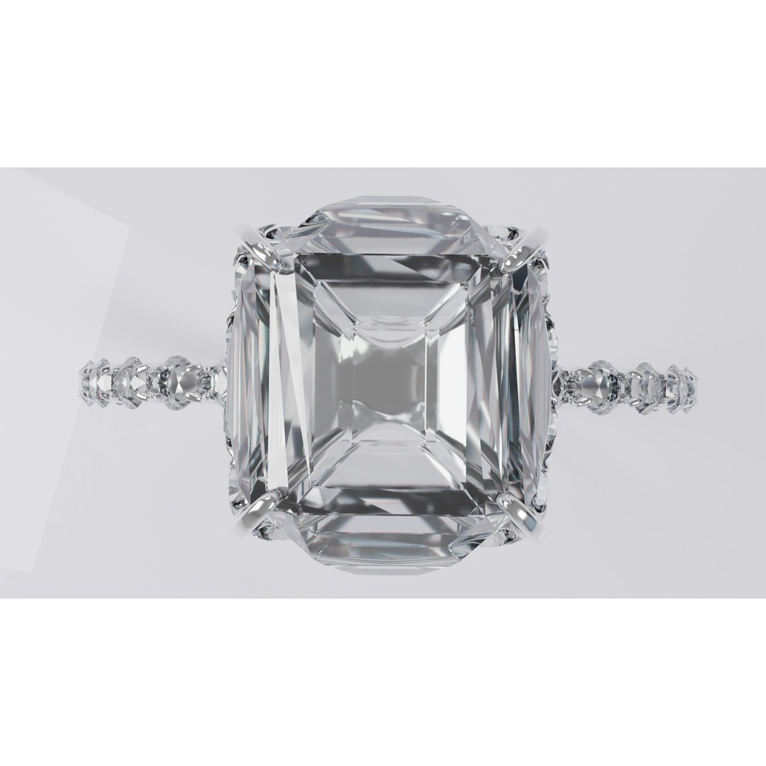 Platinum Ring 3D Model – Elegant Design with Square Diamond, Game Ready - View 12
