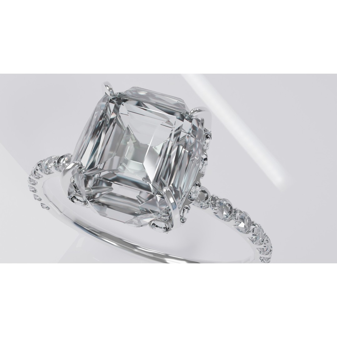 Platinum Ring 3D Model – Elegant Design with Square Diamond, Game Ready - View 13