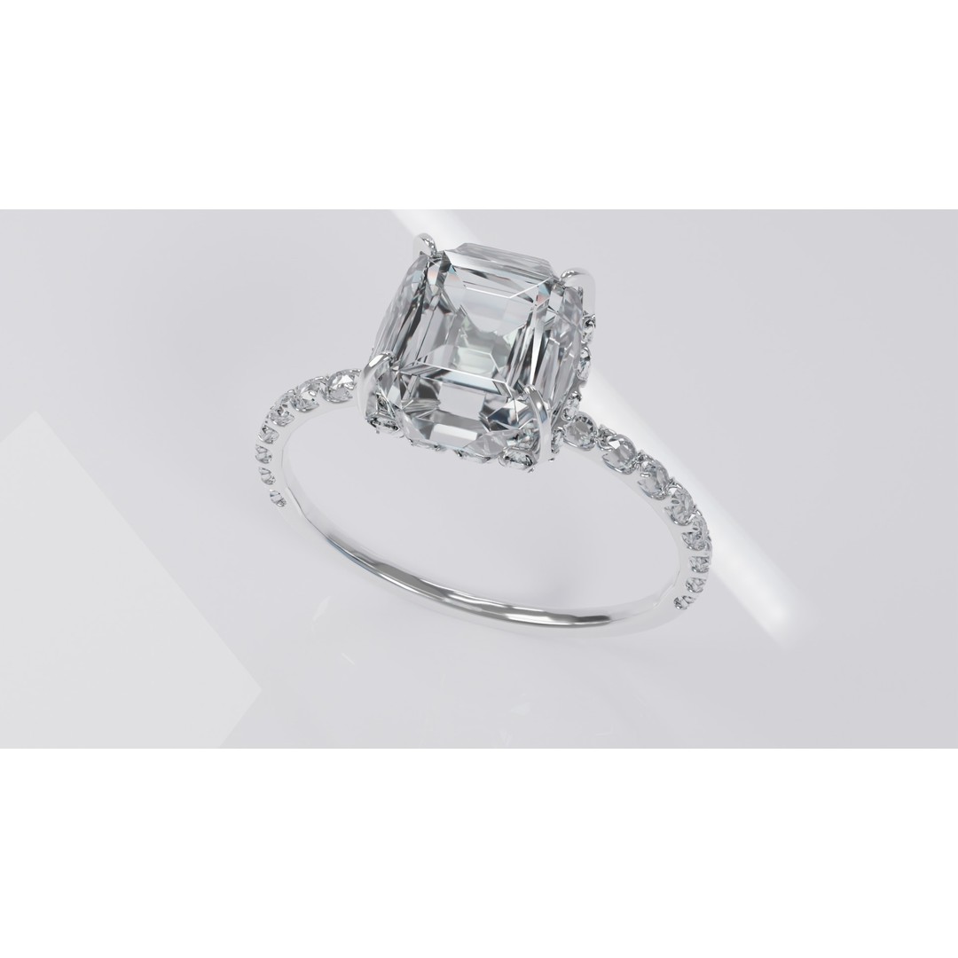 Platinum Ring 3D Model – Elegant Design with Square Diamond, Game Ready - View 14
