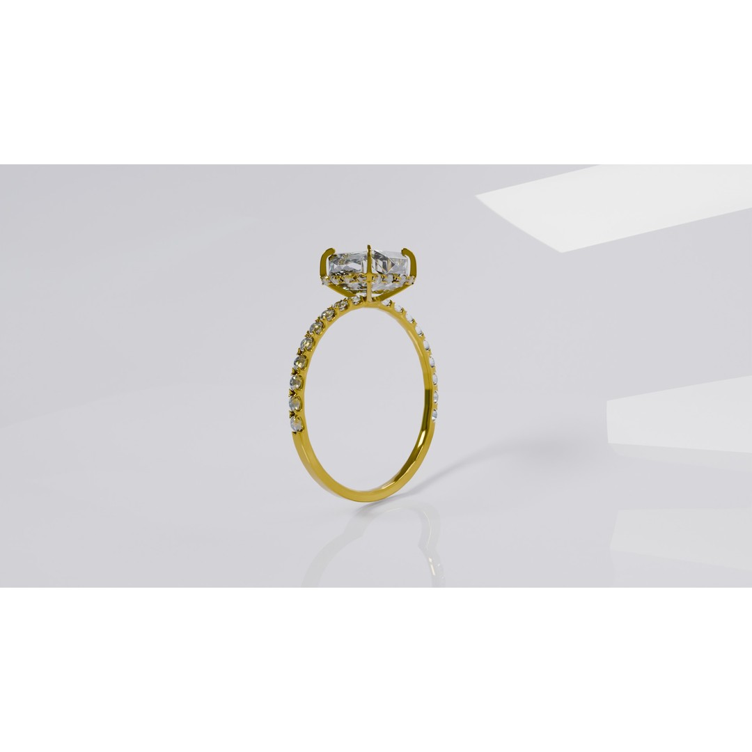 Platinum Ring 3D Model – Elegant Design with Square Diamond, Game Ready - View 20
