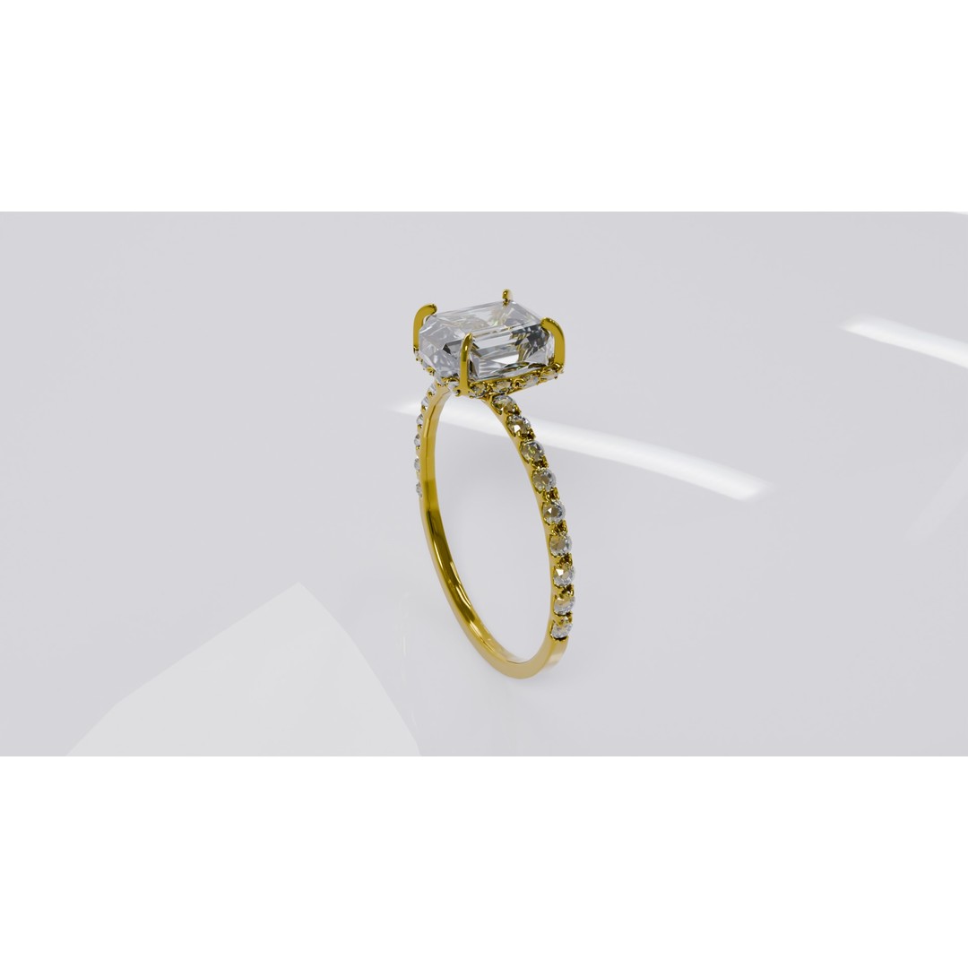 Platinum Ring 3D Model – Elegant Design with Square Diamond, Game Ready - View 21