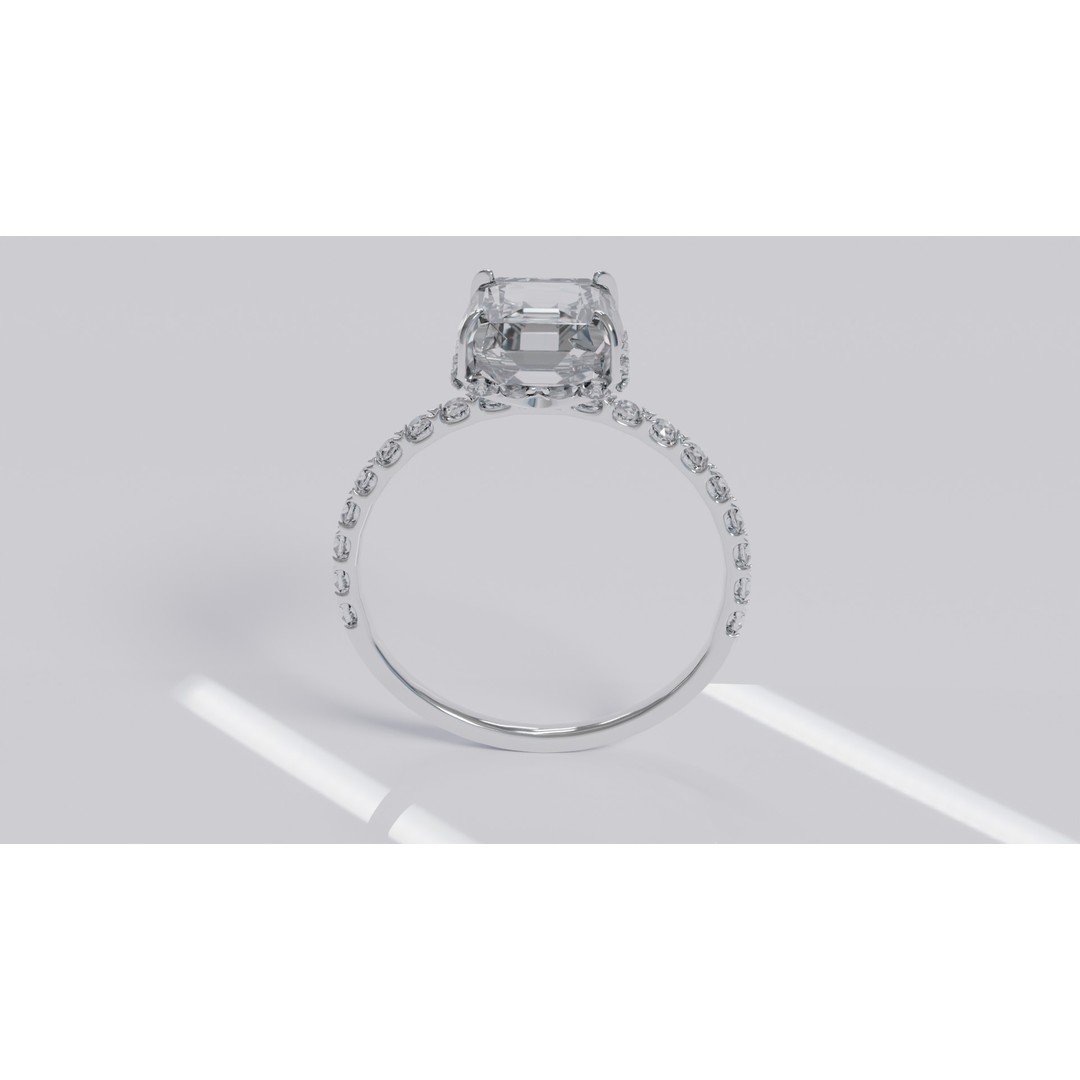 Platinum Ring 3D Model – Elegant Design with Square Diamond, Game Ready - View 23