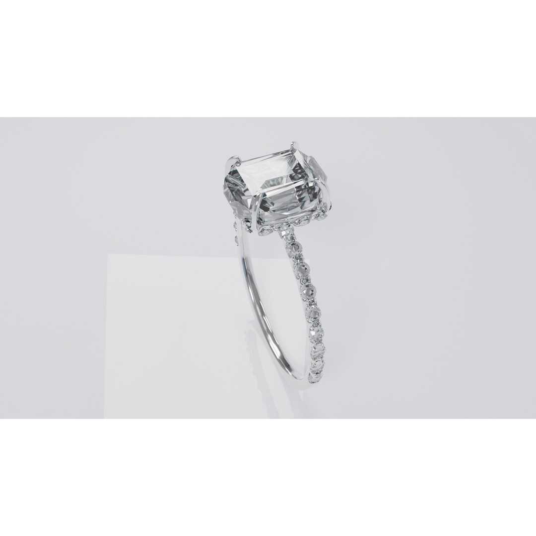 Platinum Ring 3D Model – Elegant Design with Square Diamond, Game Ready - View 24
