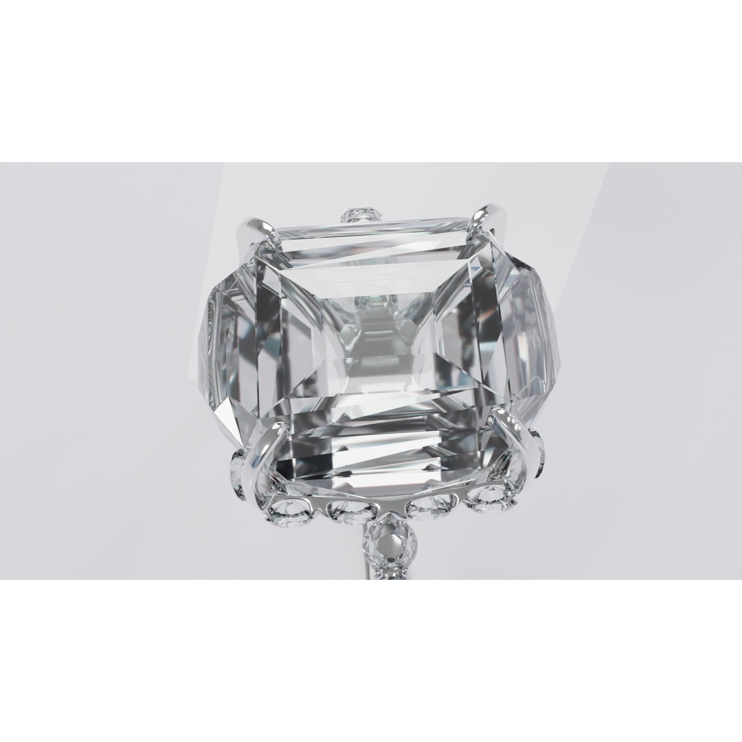 Platinum Ring 3D Model – Elegant Design with Square Diamond, Game Ready - View 25