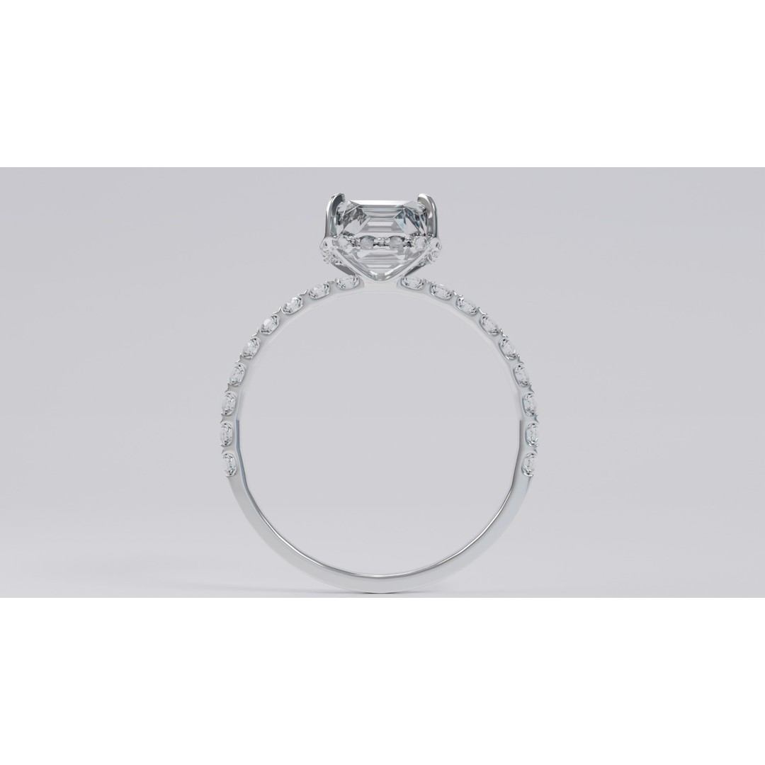 Platinum Ring 3D Model – Elegant Design with Square Diamond, Game Ready - View 4