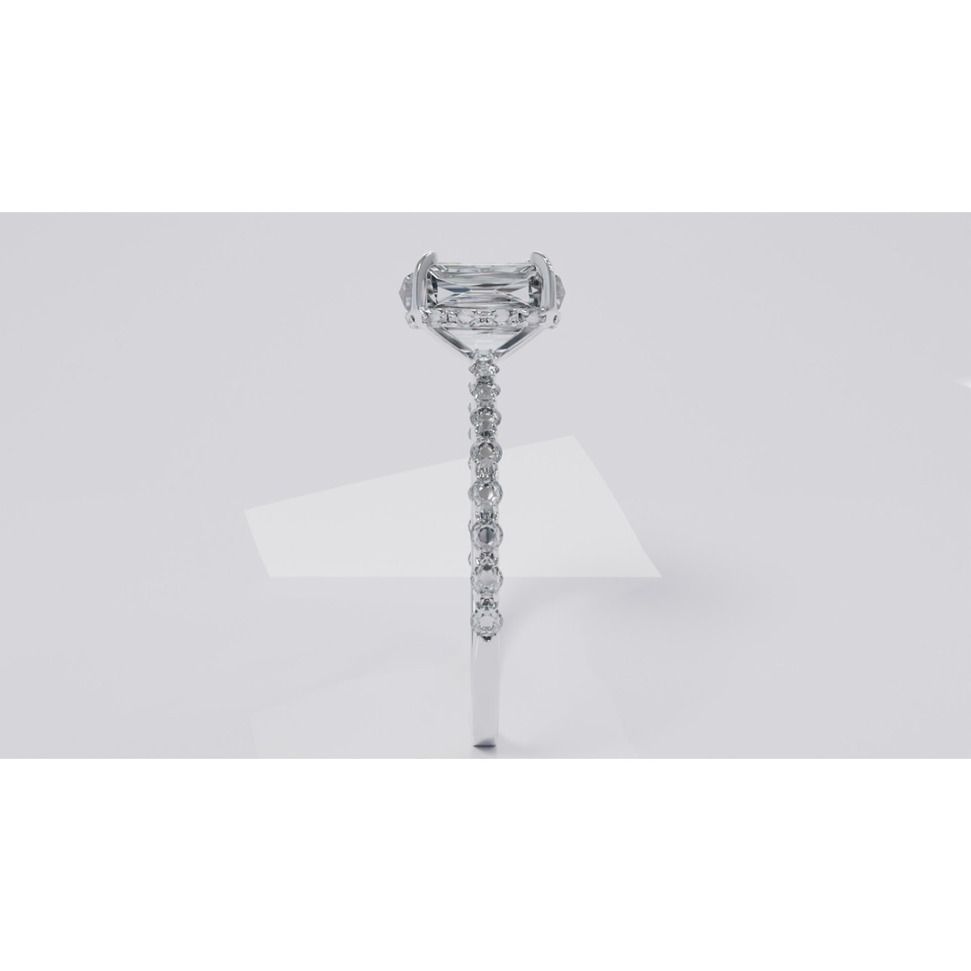 Platinum Ring 3D Model – Elegant Design with Square Diamond, Game Ready - View 5