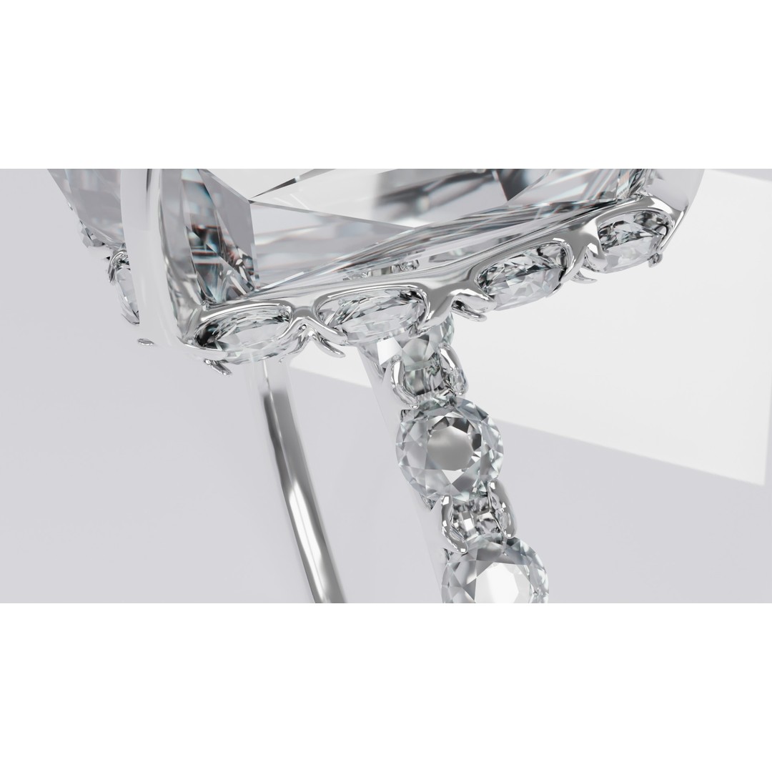 Platinum Ring 3D Model – Elegant Design with Square Diamond, Game Ready - View 6