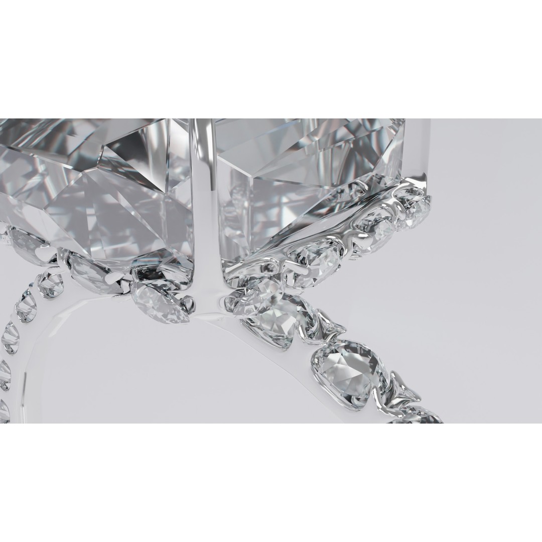 Platinum Ring 3D Model – Elegant Design with Square Diamond, Game Ready - View 7
