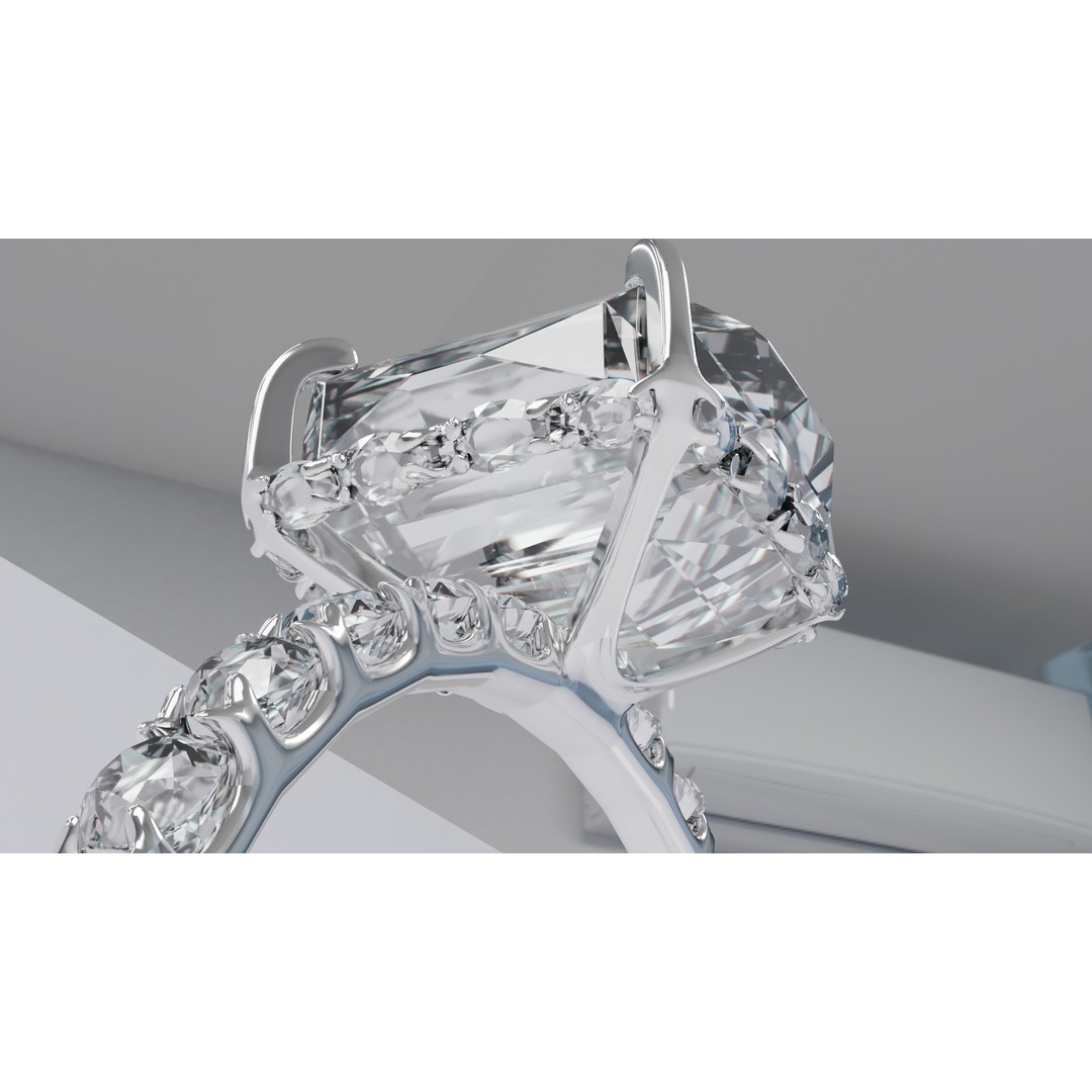 Platinum Ring 3D Model – Elegant Design with Square Diamond, Game Ready - View 8