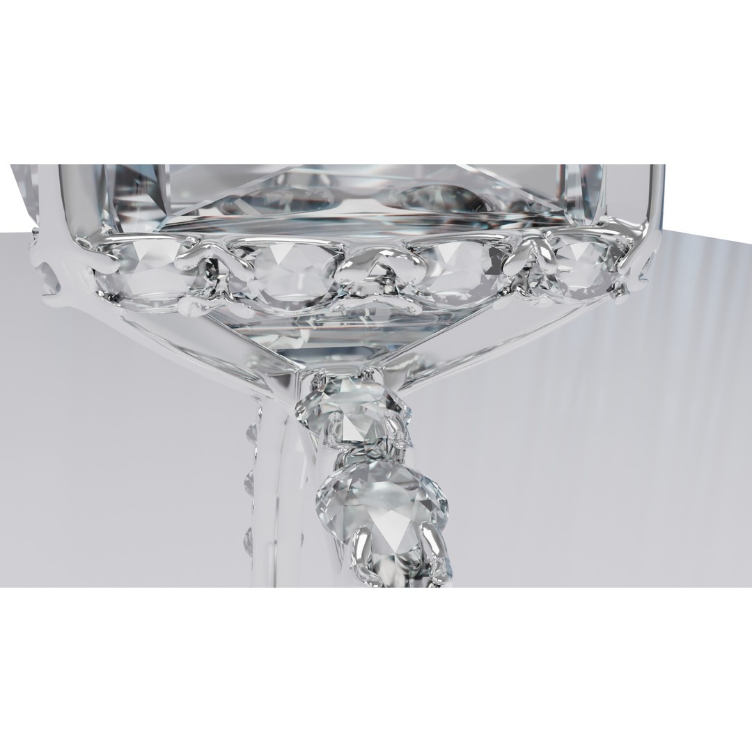 Platinum Ring 3D Model – Elegant Design with Square Diamond, Game Ready - View 9
