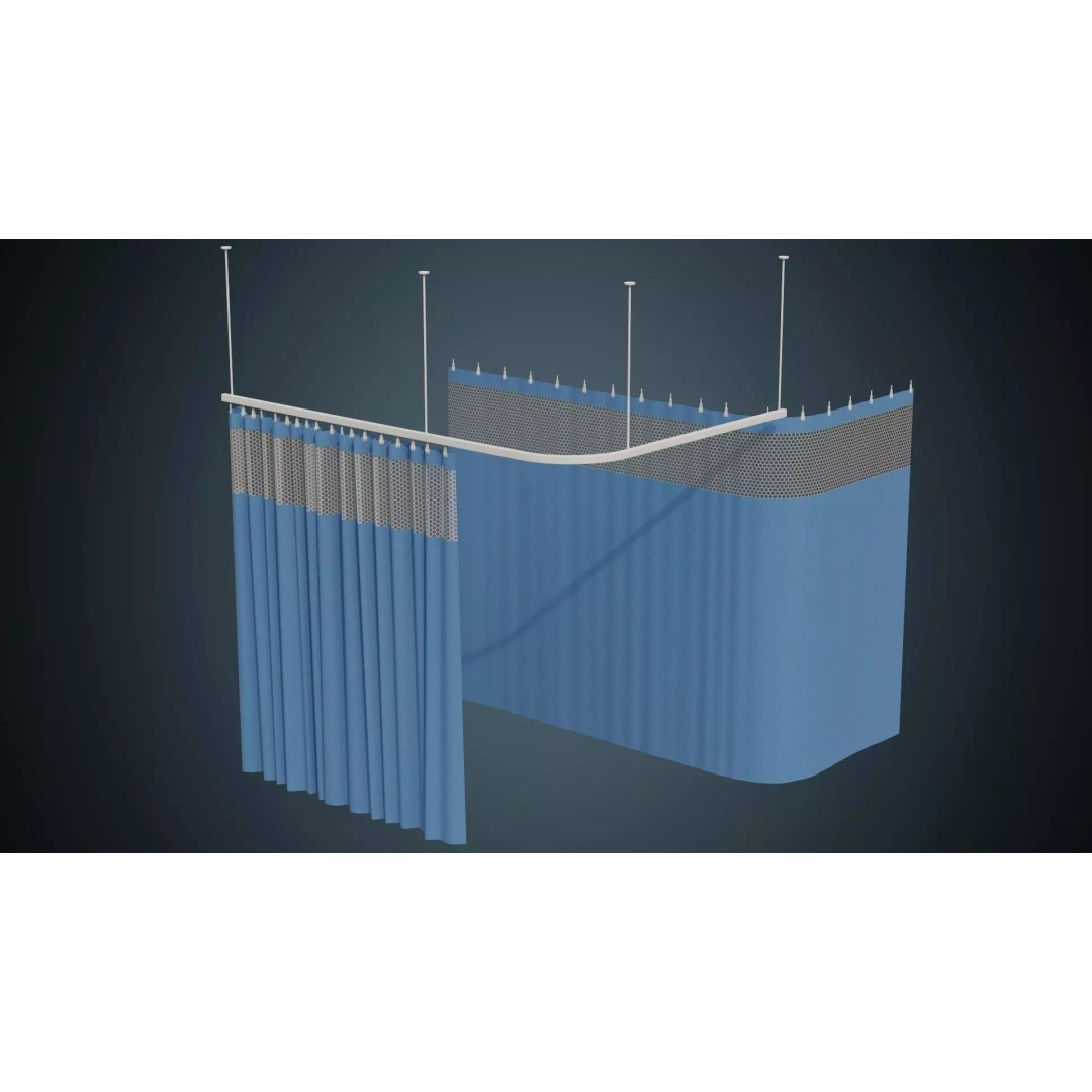 Medical Curtain 3D Model – Low Poly PBR Asset, FBX, OBJ - View 2