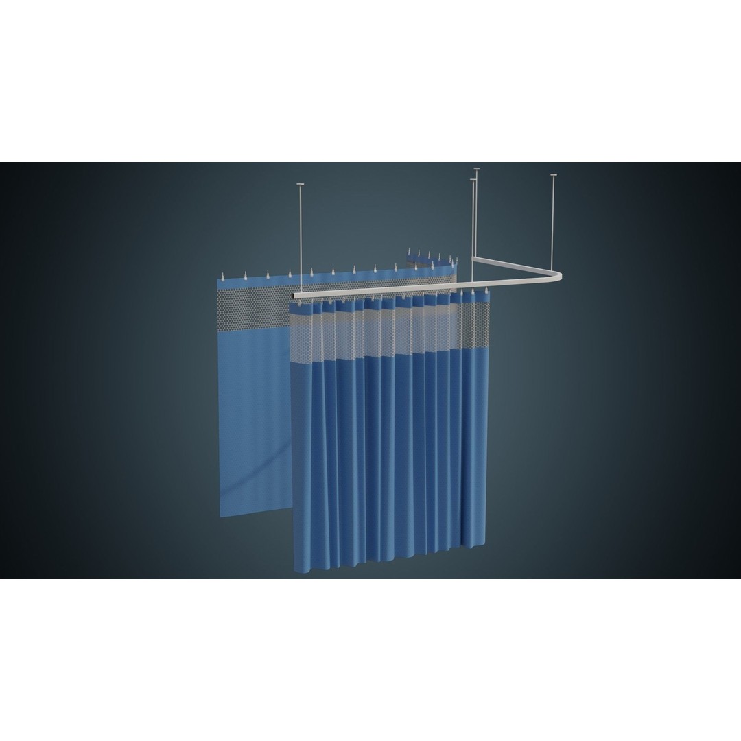 Medical Curtain 3D Model – Low Poly PBR Asset, FBX, OBJ - View 3