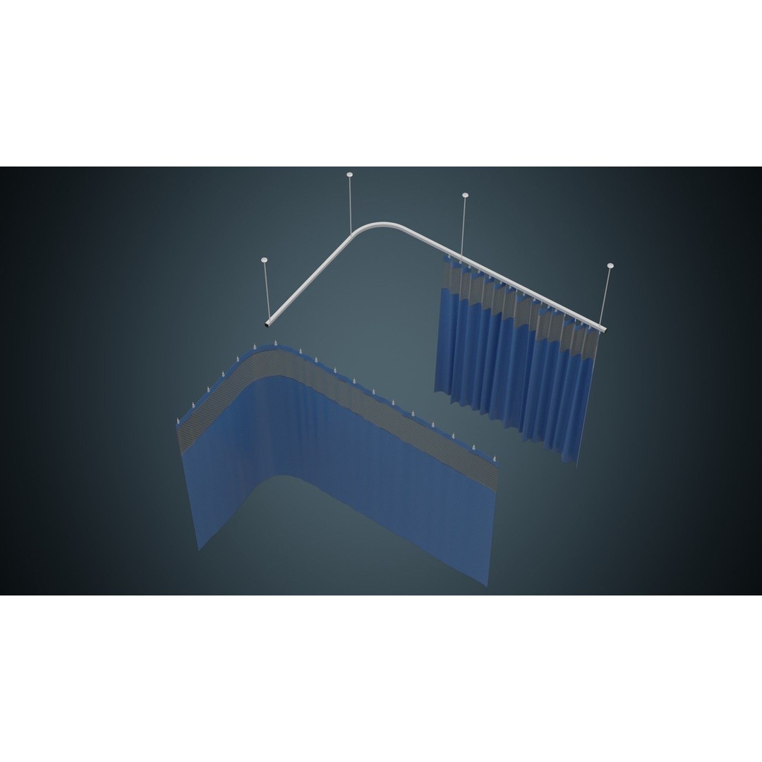 Medical Curtain 3D Model – Low Poly PBR Asset, FBX, OBJ - View 4