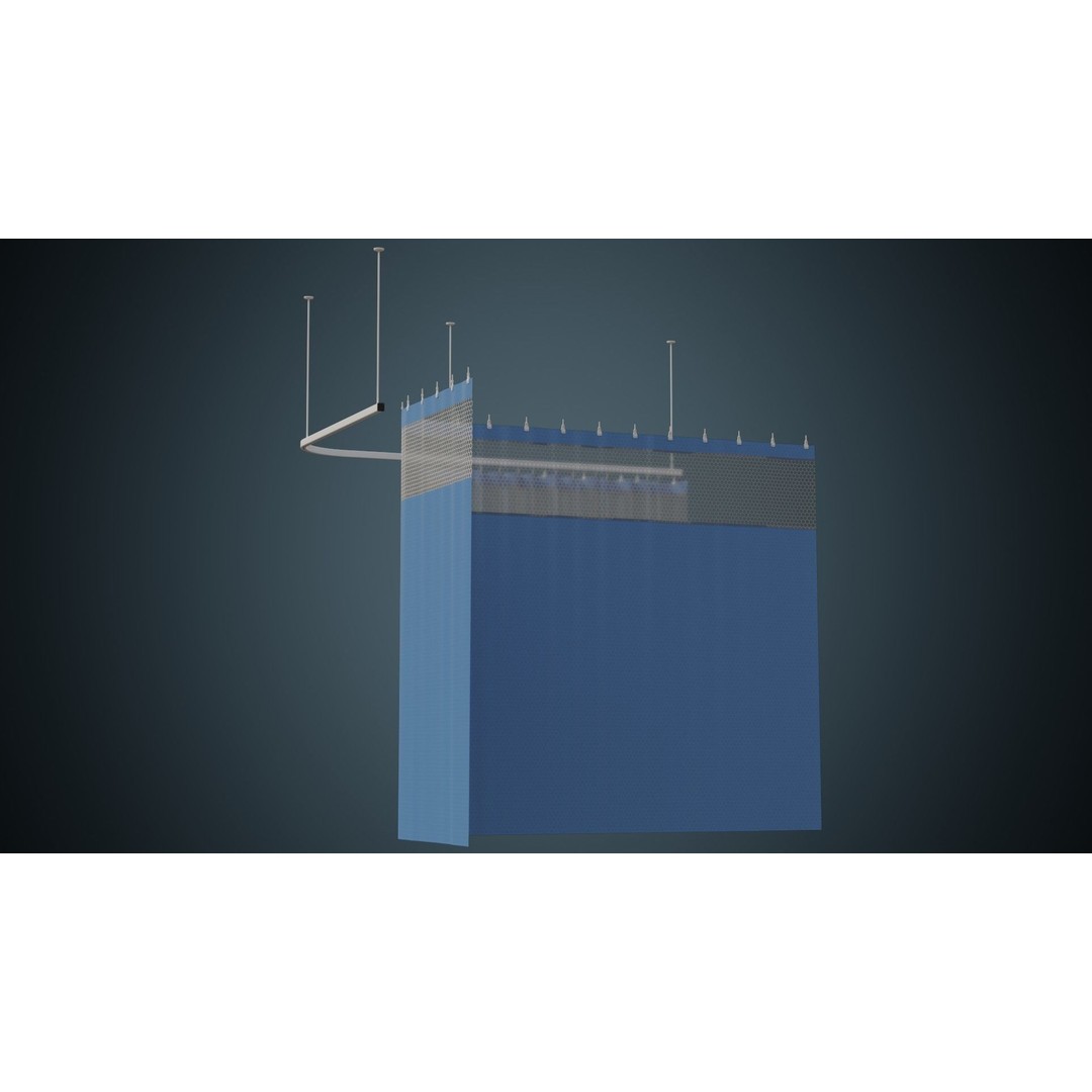 Medical Curtain 3D Model – Low Poly PBR Asset, FBX, OBJ - View 5
