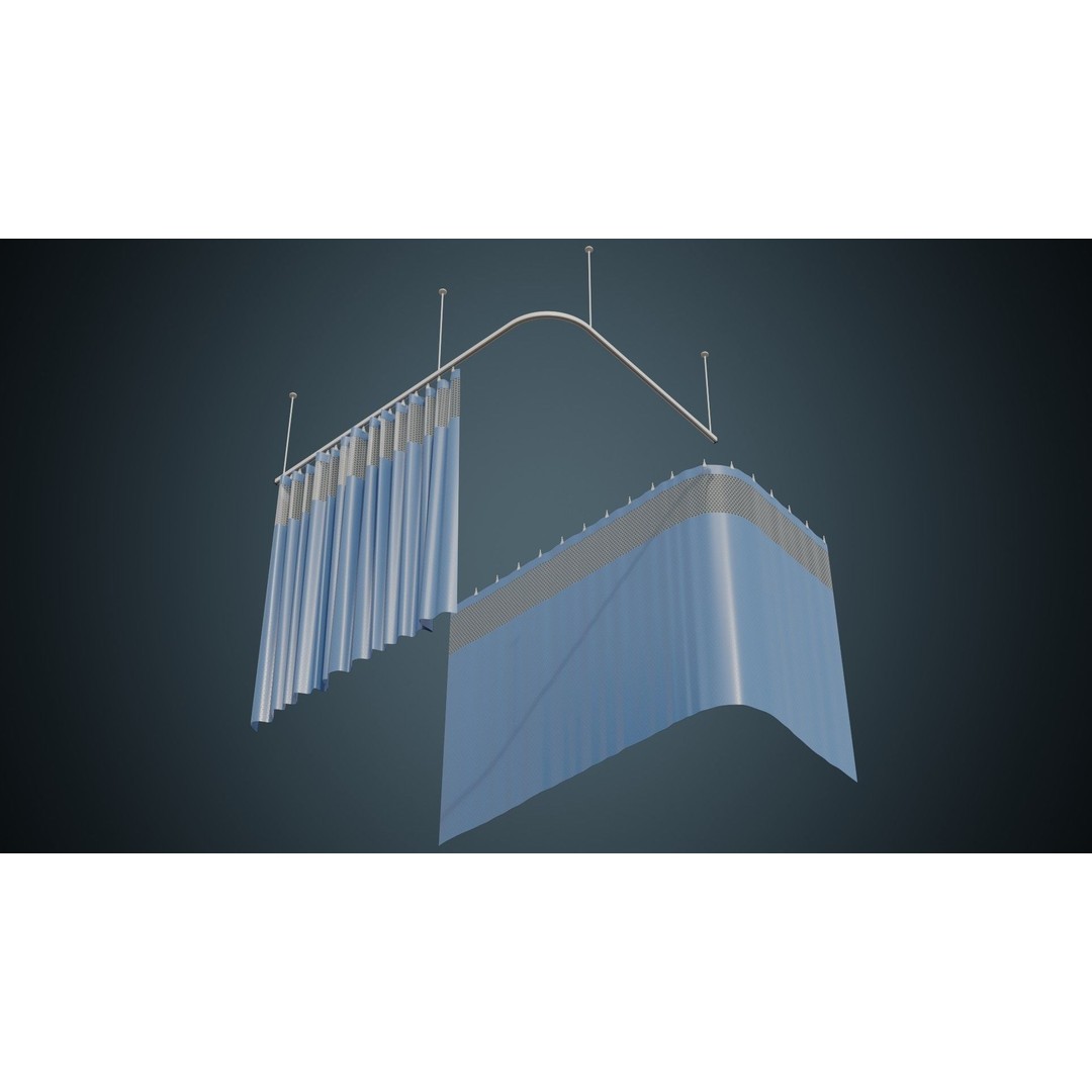 Medical Curtain 3D Model – Low Poly PBR Asset, FBX, OBJ - View 6