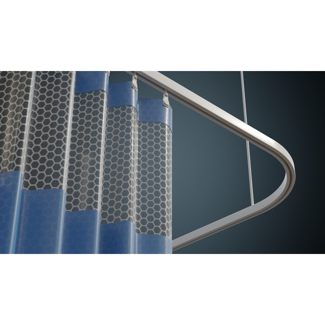 Medical Curtain 3D Model – Low Poly PBR Asset, FBX, OBJ - View 7