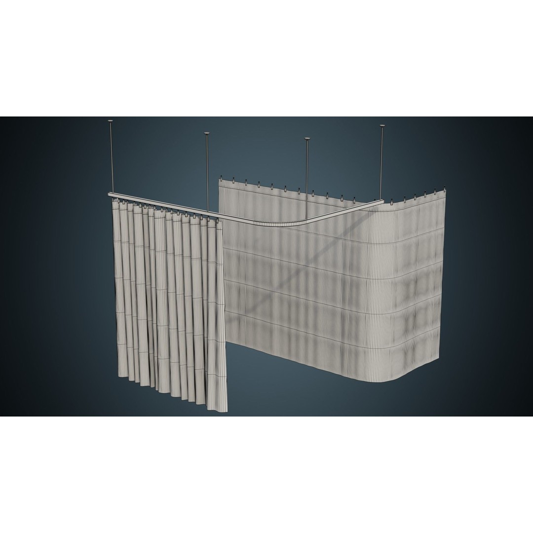 Medical Curtain 3D Model – Low Poly PBR Asset, FBX, OBJ - View 8