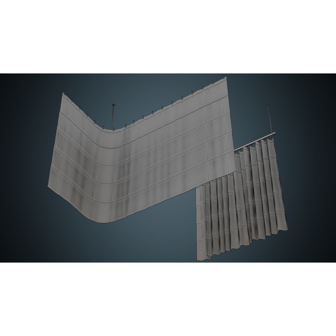 Medical Curtain 3D Model – Low Poly PBR Asset, FBX, OBJ - View 9