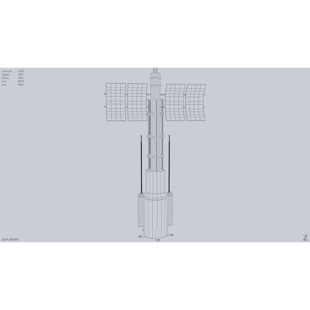 Sci-Fi Radar 3D Model – Low Poly PBR Asset, FBX & OBJ Formats