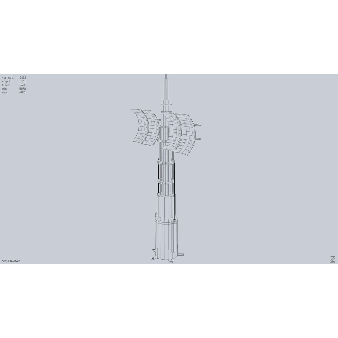 Sci-Fi Radar 3D Model – Low Poly PBR Asset, FBX & OBJ Formats - View 11