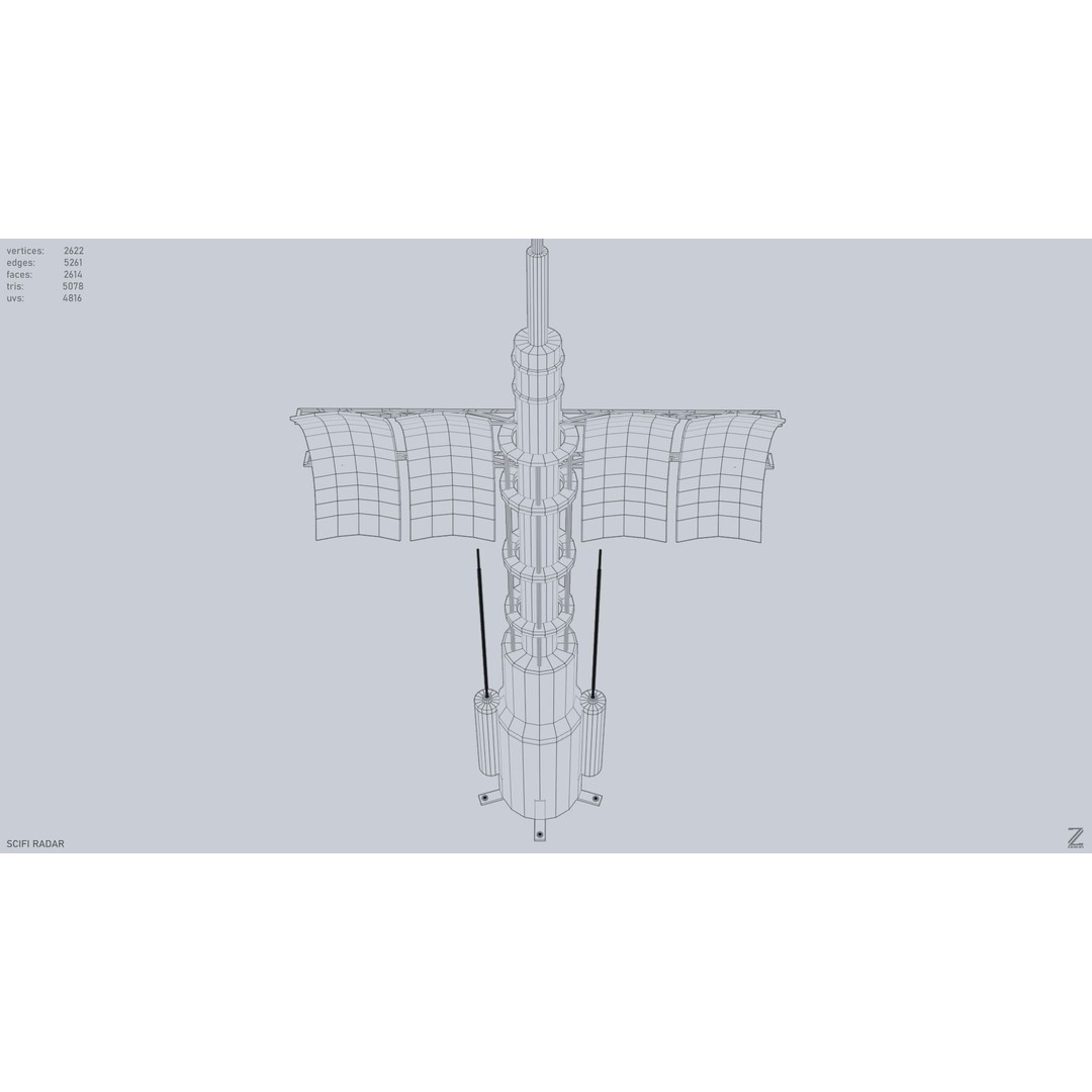 Sci-Fi Radar 3D Model – Low Poly PBR Asset, FBX & OBJ Formats - View 13