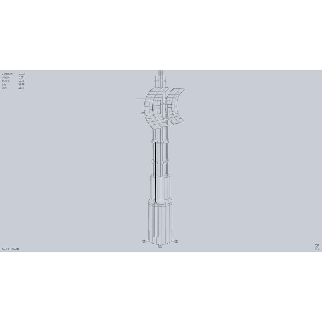 Sci-Fi Radar 3D Model – Low Poly PBR Asset, FBX & OBJ Formats - View 14