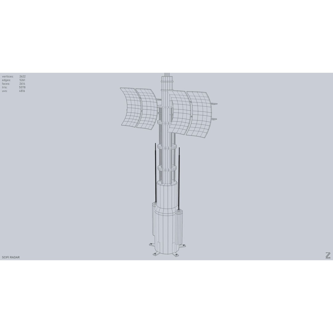 Sci-Fi Radar 3D Model – Low Poly PBR Asset, FBX & OBJ Formats - View 15