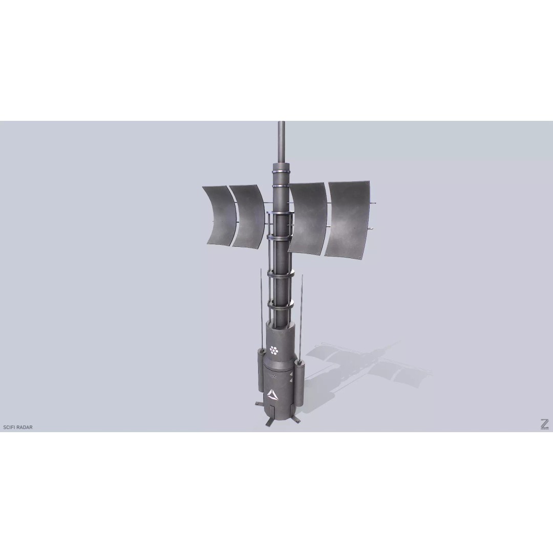 Sci-Fi Radar 3D Model – Low Poly PBR Asset, FBX & OBJ Formats - View 2