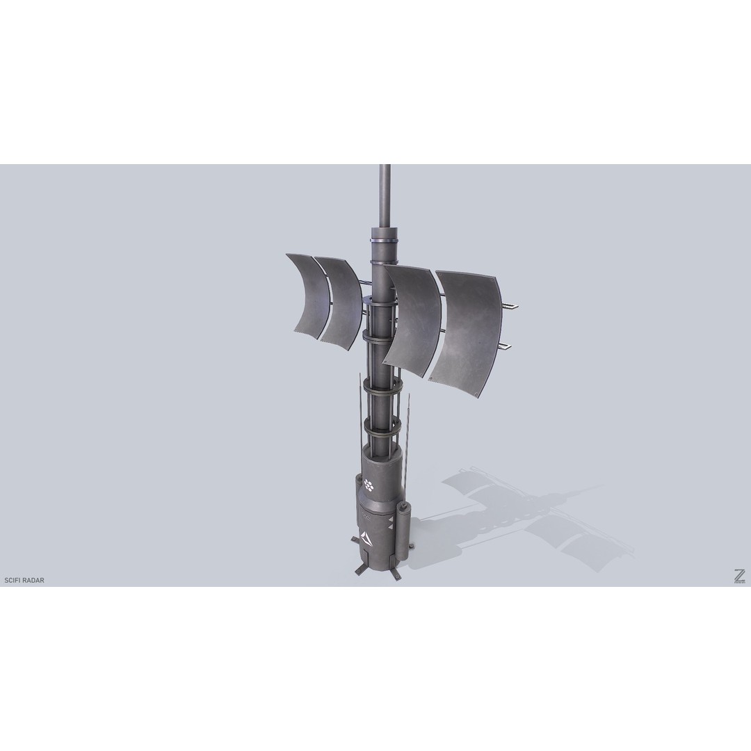 Sci-Fi Radar 3D Model – Low Poly PBR Asset, FBX & OBJ Formats - View 3