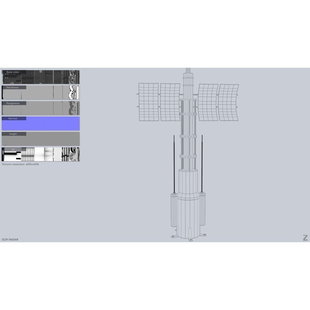 Sci-Fi Radar 3D Model – Low Poly PBR Asset, FBX & OBJ Formats - View 4