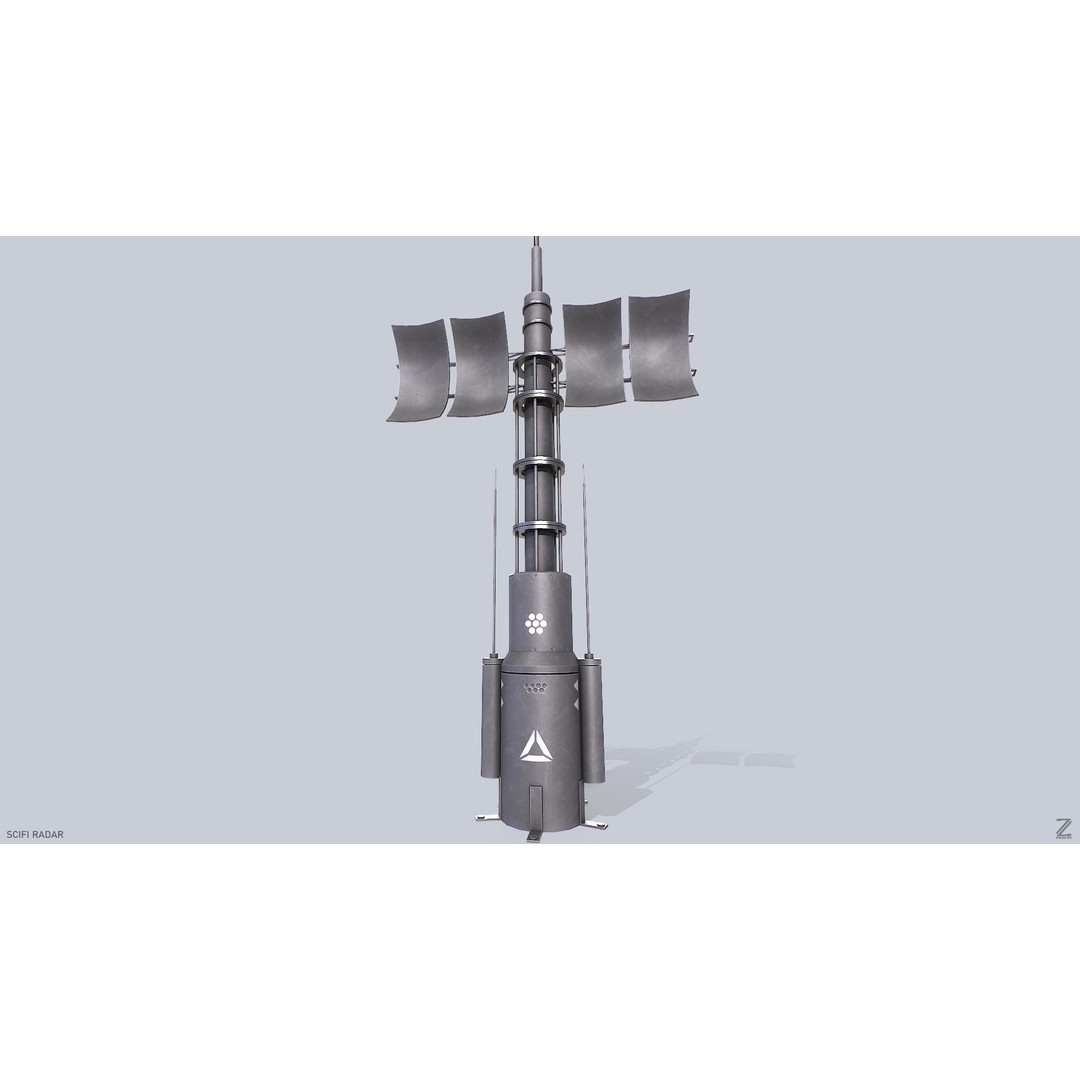 Sci-Fi Radar 3D Model – Low Poly PBR Asset, FBX & OBJ Formats - View 5