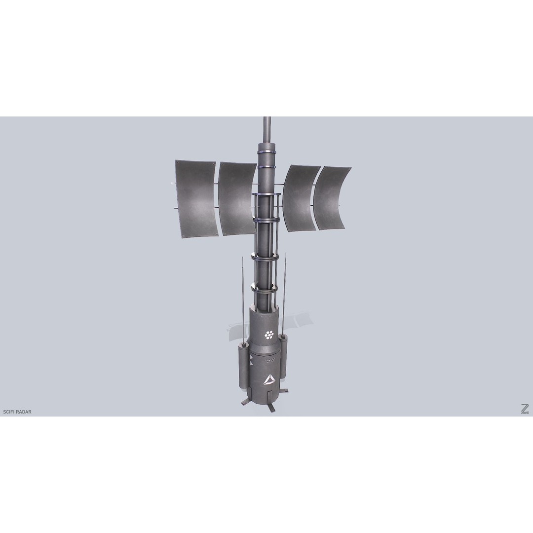Sci-Fi Radar 3D Model – Low Poly PBR Asset, FBX & OBJ Formats - View 6