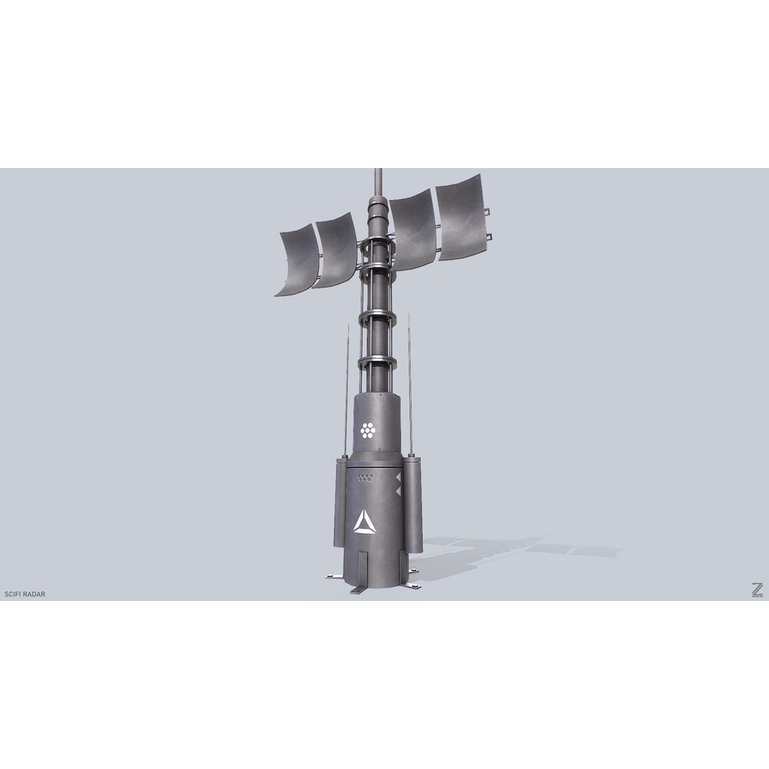 Sci-Fi Radar 3D Model – Low Poly PBR Asset, FBX & OBJ Formats - View 7