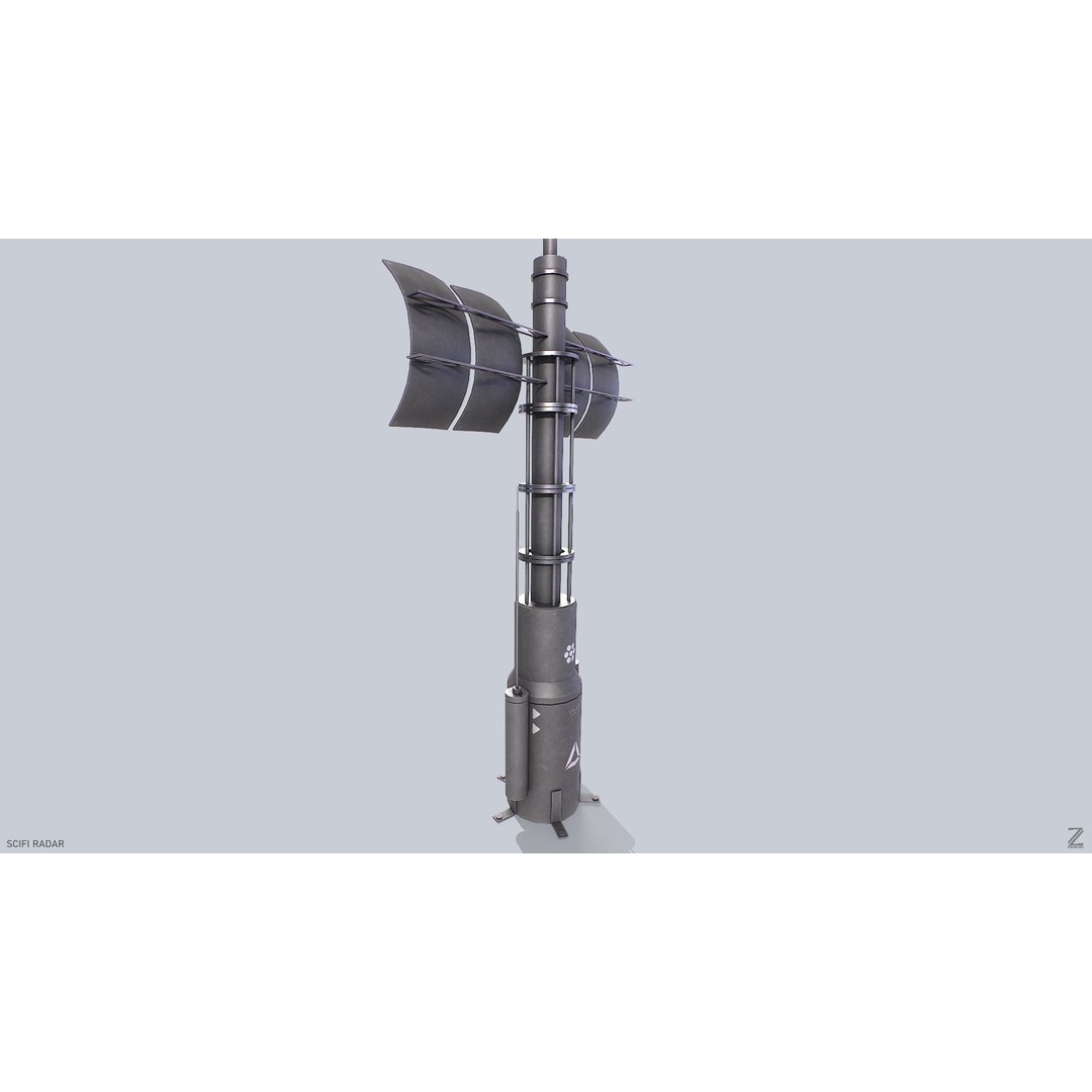Sci-Fi Radar 3D Model – Low Poly PBR Asset, FBX & OBJ Formats - View 8