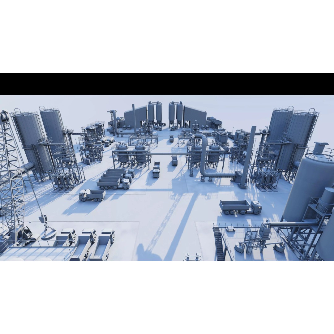 Industrial Factory 3D Model – High Poly Game Asset, FBX, OBJ, PBR
