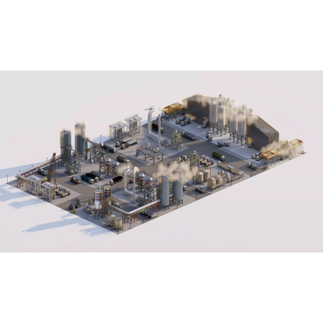 Industrial Factory 3D Model – High Poly Game Asset, FBX, OBJ, PBR - View 2