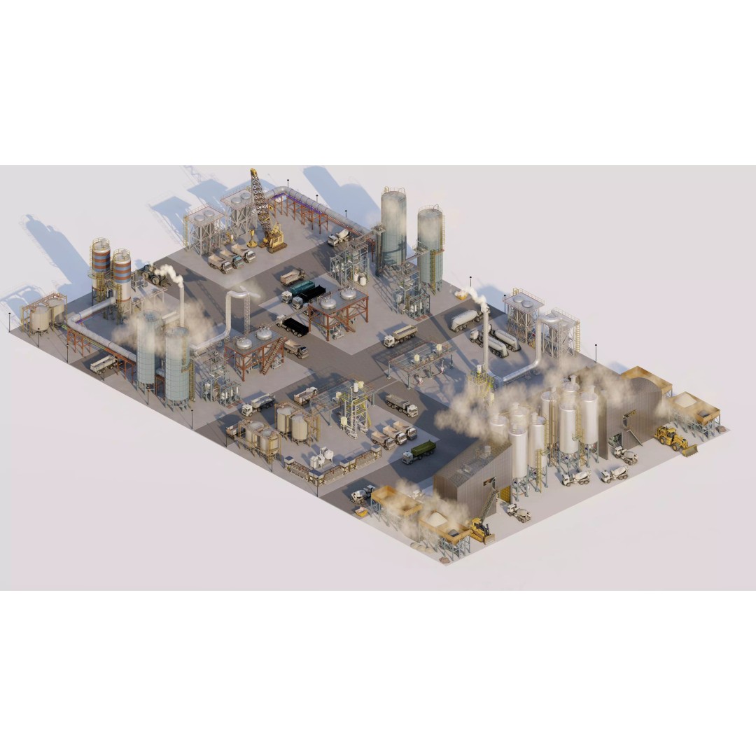 Industrial Factory 3D Model – High Poly Game Asset, FBX, OBJ, PBR - View 4