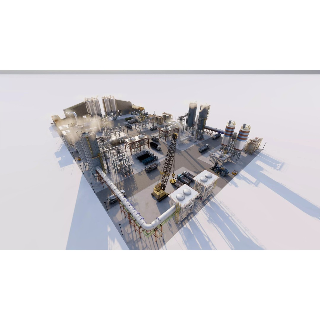 Industrial Factory 3D Model – High Poly Game Asset, FBX, OBJ, PBR - View 7