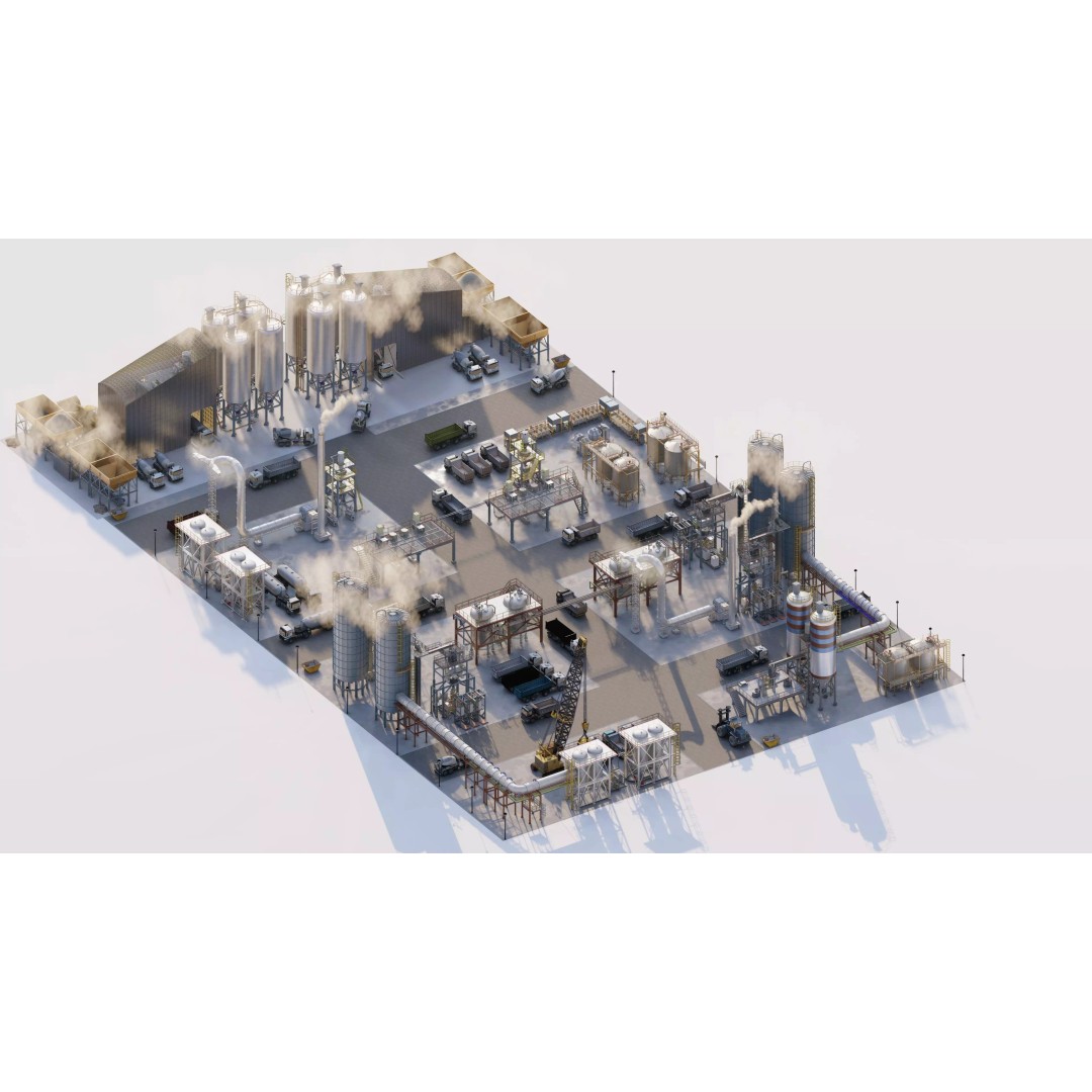 Industrial Factory 3D Model – High Poly Game Asset, FBX, OBJ, PBR - View 9